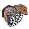 Chapeaux extérieurs chauds Fedora d'hiver épaissis le lait de vache à imprimer des bouchons de seau de seau de pêcheur pour femmes léopard