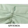 Kpytomoa Women Chic Fashion с драпированной асимметричной мини -юбкой винтажными юбками с высокой талией