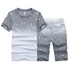 Tracksuit manliga män kläder sportkläder uppsättning fitness sommar print män shorts + t-shirt mäns kostym 2 stycken set plus storlek 4xl 210714