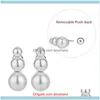 JewelryDetachable Küpeler Lüks 100% 925 Sier Pearl Zirkon Kelebek Şekli Vintage Ear Takı Saplama Bırak Teslimat 2021 Bey13