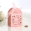 Favorece os titulares 100pcs elefante a laser de elefante de carro favorece caixas de doces da caixa de doces com titulares de favor do casamento de fita de casamento