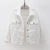 Veste et manteaux en Denim de luxe pour femmes Jeans jaune blanc vêtements d'extérieur amples automne couleur bonbon décontracté vestes en Jean courtes Chaqueta Mujer Casaco Jaqueta Feminina