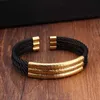 Luxe mannen zwart rvs charme armbanden armbanden open manchet mode-sieraden vintage mannelijke sportieve gouden armbanden Pulsa q0719