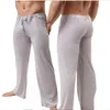 Mannen nachtkleding heren home broek laag - taille kijken door transparante losse gladde pyjama mannelijke ijs zijden loungewear sexy lingerie homo slijtage