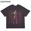Koszulki Streetwear Hip Hop Human Body Drukuj Punk Rock Gothic Tees Koszulki Harajuku Moda Krótki Rękaw TShirts Topy 210602
