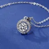 925 colares de prata esterlina redondo grande brilhante pedra de cristal cúbico zirconia pingente colar com jóias de casamento o chian