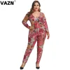 Combinaisons pour femmes Barboteuses VAZN Style militaire Mode Camouflage Col V Bandage Femmes Combinaison À Manches Longues Pantalon Sexy Club