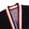 Runway Warp Lace Up Senhoras Malha Cardigan Sashes Feminino Bandage Jumper Inverno Striped Striped Sweater Tops 210712