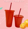 Glitter color cup twinkling Plastic Drinking Tumblers with lid and straw Candy colors Reusable cold drinks tumbler Sea Shipping T9I001147