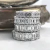 BANDES BAGUES doigt Six coupes 925 ARGENT PAVE RÉGLAGE COMPLET DIAMANT ÉTERNITÉ ENGAGEMENT Bague DE MARIAGE ENSEMBLE DE BIJOUX En gros HOE7