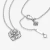 100% 925 Sterling Silver Rose Petals Collier Necklace Fashion Wedding Engagement Jewelry Making for Women Gifts309V