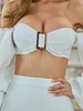 Zima Kobiety Zestaw Odzież Sexy Cekinowy Pełny Rękaw White Dwa kawałki Party Celebrity Bandaż Crop Tops Spódnice 210527