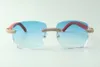 Солнцезащитные очки Direct s в два ряда с бриллиантами 3524025 и красными деревянными дужками, дизайнерские очки, размер 18-135 мм312E