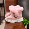 Girl's Plush Snow Boots Winter Kids Short Boots Kid's Thick Cotton Shoes Teen Outdoor Winter Non-slip Baby Boy Shoes Warm 211108