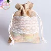 8.5x11cm 50Pcs Lace Natural Jute Burlap Drawstring Bag Jewelry Gift Candy Bag Home Decoration Wedding Party Decoration Supply 210724