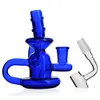 5.5 inches unique shape blue glass hookah water pipe mini bent rig with 14 mm joint bowl