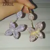 Zakol Luxury Aaa Cubic Zircon Micro Pave Cuff Bangles para mujer Moda Rose Flower Wedding Jewelry Fsbp176 Q0720