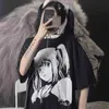Atsunny 2021 Mens Hip Hop Streetwear Estilo Vintage Harajuku T-Shirt Anime Girl Morte Nota T-shirt Pulôver Verão Preto Tees G1229