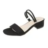 Nuove donne 2021 Sandali Open Toe 4cm Tacco largo Slip-On Classic Soft Comodo Big Size 34-42 Casual Pink Beige Open Toe Shoes