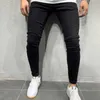 Män Skinny Biker Jeans Blå Klassisk Penna Byxor Man No Ripped Stretch Denim Trousers Street Casual Business Party Cowboy Men 211011