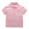 Kids Boys Polo Camisas Sólidas Cores Criança Meninos Lapela De Manga Curta Tops Meninas Lersure Roupas Crianças Algodão T-shirts