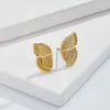 14K Gold Plated Butterfly Stud Earring Women Cute Wing Earrings for Gift Party Fashion Jewelry High Quality