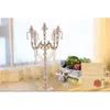 15pcs / lot Portacandele acrilico Candelabro a 5 bracci con pendenti in cristallo 77cm / 30 "Altezza Elegante Centrotavola di nozze all'ingrosso