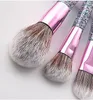 Glitter Crystal Maquiagem Brush Set 10pcs Lantejoulas Acrílicas QuickSand Syashadow Correcionador Eyelash Foundation Olhos Compõem Brushes Kit Tools