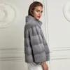 Kvinnors Fur Faux Bffur 2021 Vinter Kvinnor Naturliga Real Mink Coats Stand Collar Fashion Luxury Overroats Korta Pelt Jackor Äkta