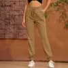 Liooil 2021 alta cintura sweatpants sweetpants sexy calça com bolsos streetwear cordão casual bolinhos soltos calças de suor feminino q0801