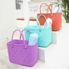 Eco-friendly Rubber Waterproof Beach Bag Rubber Tot Pvc Hollow Out Large Capacity in Multiple Colors Silicone Shopping Bag