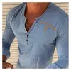 Drukowane Myte Męskie Koszule Dżinsowe V Neck Hollow Out Lace Up Casual Krótki Rękaw W Rocznika Jesień Moda Sexy Men Topy 210721