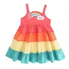 Dziewczyna Księżniczka Sukienka Lato Kolorowa Slelesss Beach Sukienka Bawełniana Ubrania Dla Dzieci 2-6 lat Maluch Dziewczyna Sukienka Ubrania Q0716
