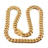 8mm/10 mm/12 mm/14 mm/16 mm Edelstahlschmuck 18K Gold plattiert hochpolierter Miami Cuban Link Halskette Punk Curb Chain301l