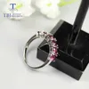 Natural Brazil Rhodolite Garnet Ring Round 4mm 6 piece classic simple Gemstone fine jewelry 925 sterling silver for women 211217