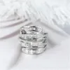 Luxo Baguette Lab Diamond Promise Ring 925 prata esterlina Noivado Aliança de casamento Anéis para mulheres, homens, joias finas para festa, presente