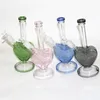 Pipes à eau en verre forme de coeur Pipe à fumée Bong plate-forme pétrolière narguilé Dab Rigs bols à herbes sèches bongs accessoires pour fumer cendrier silicone nectar