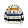 Men's Sweaters Men Flower Striped Winter Wool Sweater 2021 Pullover Mens O-Neck Knitted Hip Hop Korean Casual Clothes