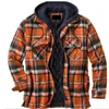 Wholesale Designer style shirt European and American autumn and winter thick cotton plaid long-sleeved loose hooded jacket jacket size S-5XL