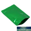 100 stks / partij Glanzend Groen Stand Up Bag Aluminium Folie Self Seal Traan Notch Doypack Herbruikbaar Food Candy Snack Storage Pack