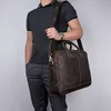 Män Business portfölj Väska för män Crazy Häst Leather Shoulder Messenger Quality Office Tote Handväska för 15,6 "Laptop