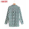 Tangada Women Retro Oversized Dog Print Blouse Long Sleeve Chic Female Casual Loose Shirt Blusas Femininas XN80 210609