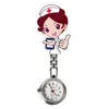 Mode Mooie Nurse 3D Cartoon Meisjes Dames Dames Verpleegkundigen Horloges Unisex Doctor Medical Fob Pocket Hang Clip Clock