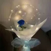 LED Luminous Balloon Transparent Clear Bobo Ball With Rose Bouquet Set Valentine's Day Gift Birthdays Weddings Parties Favor Ornament Decor 30PCS/DHL H9294DWU
