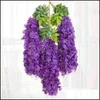 Dekoracyjne kwiaty wieńce świąteczne imprezowe dostawy ogrodowe 12 sztuk Wisteria Sztuczne wiszące Garland Vine Rattan Fake Flower String Sil
