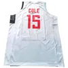 Anpassad J. Cole #15 Besök Rwanda Basketball Jersey Stitched Size S-4XL Alla namn och nummer av högsta kvalitet