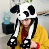 Шапочки / черепные колпачки Детские взрослые короткие плюшевые милые 3D мультфильм панда шляпа животных с движущимисями уши двойная подушка безопасности лапки теплые чашки для ушья