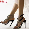 Dress Shoes Ladies 12cm Heeled Sandals Fashion Cross Strappy Rhinestone Summer Gladiator Women High Heels