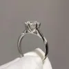 Cluster Rings Genuine 925 Silver 18k White Gold Plated D Color Moissanite Ring Briliant Cut 1 Diamond Test Passed Solitaire Stone230F