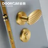 Dooroom Brass Door Lock Lever Set Personalized Modern Black Gold Interior Room&Bathroom Door Lock Dummy Split Handle Knob 201013